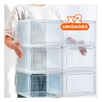 Pack2 Recipiente Apilable para Zapatos con Frente Transparente Y+Regalo Sticker