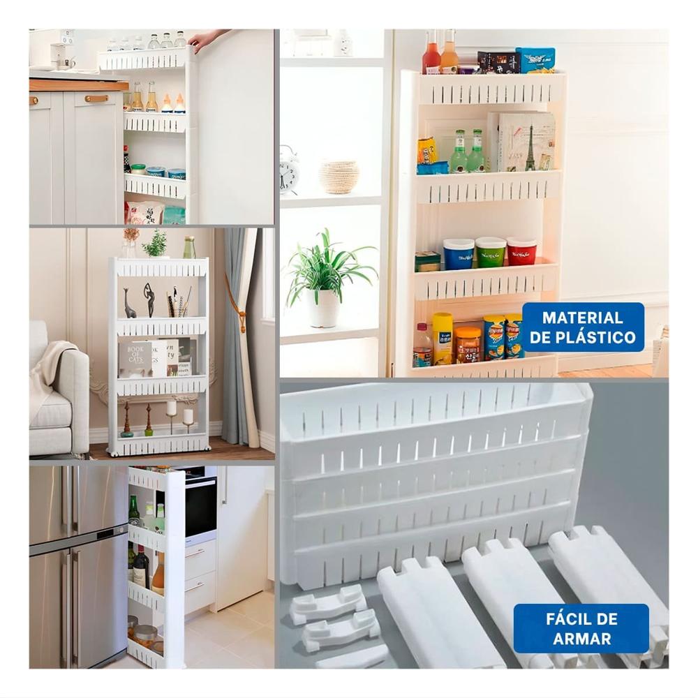 Organizador Lateral Delgado De 4 Niveles con Orificios Blanco Plastico Organizador Lateral Delgado De 4 Niveles con Orificios Blanco Plastico
