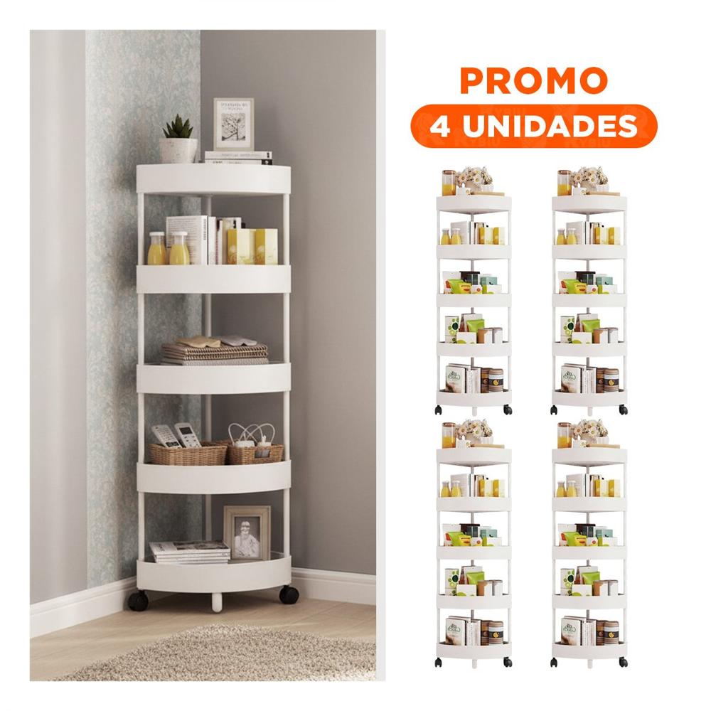 Pack4 Porta Objetos Modular 5 Niveles Con Ruedas Blanco Para Mantener Ordenado Y+Regalo Sticker Pack4 Porta Objetos Modular 5 Niveles Con Ruedas Blanco Para Mantener Ordenado Y+Regalo Sticker