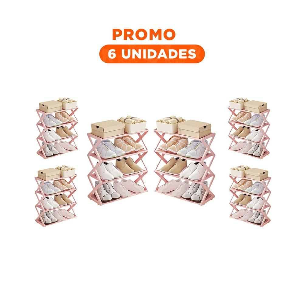 Pack6 Modulo Rosado Cuatro Niveles Para Zapatos