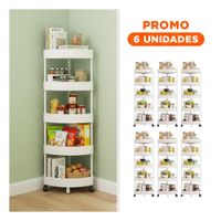 Pack6 Mueble Esquinero de 5 Niveles con Ruedas para Almacenamiento Hogar Blanco