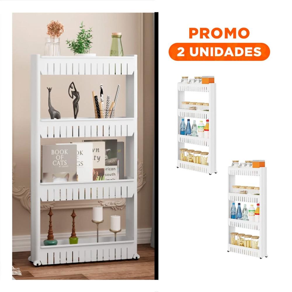 Pack2 Torre Lateral Delgado De 4 Niveles con Orificios Blanco Plastico Pack2 Torre Lateral Delgado De 4 Niveles con Orificios Blanco Plastico