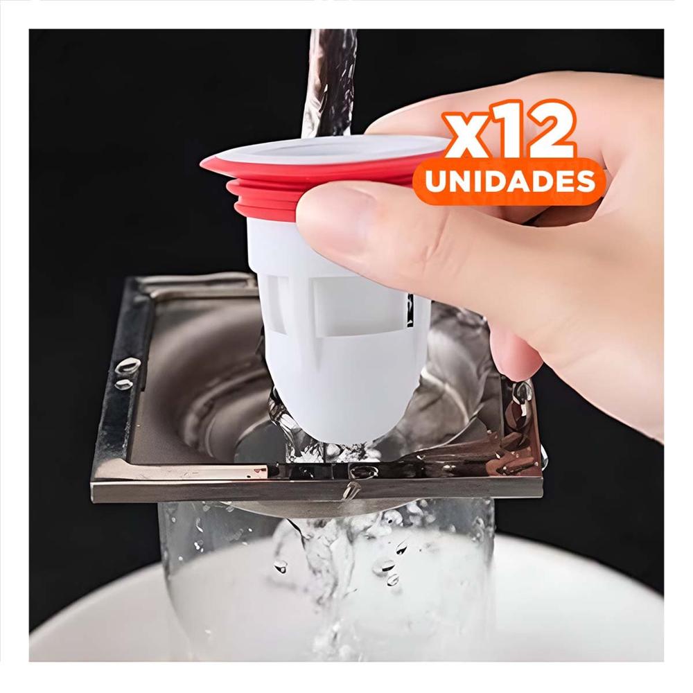 Pack12 Valvula de Drenaje para Zona Humeda con Control de Olores Blanco