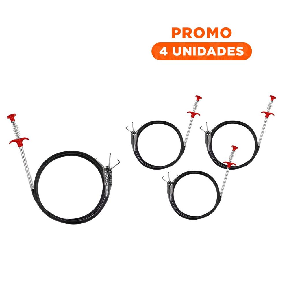 Pack4 Cable Flexible para Limpieza Profunda de Drenaje en Color Negro 200cm Y+Regalo Sticker