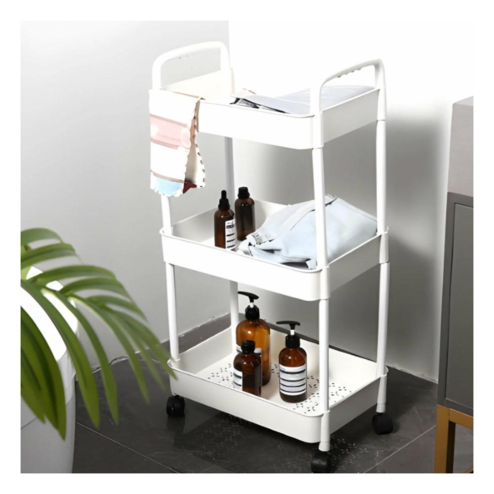 Carrito de Cocina 3 Niveles con Ruedas y Asas Plastico Blanco para Hogar Y+Papel Regalo Carrito de Cocina 3 Niveles con Ruedas y Asas Plastico Blanco para Hogar Y+Papel Regalo