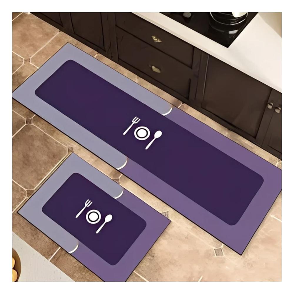 Mat de Piso Antideslizante para Cocina y Uso Diario en Casa Morado Y+Regalo Sticker