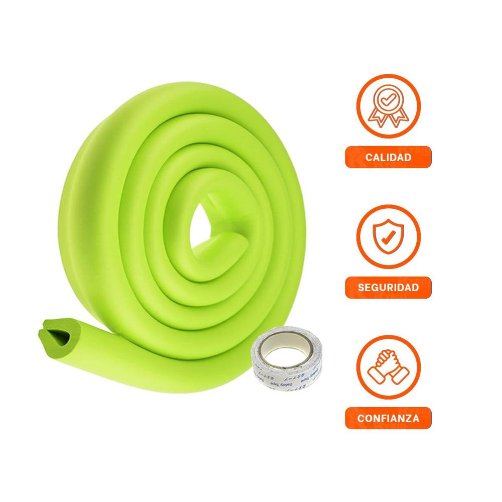 Cinta Protectora de Bordes Espuma 2 Metros Verde Limon Seguridad Interior Y+Ligas Regalo Cinta Protectora de Bordes Espuma 2 Metros Verde Limon Seguridad Interior Y+Ligas Regalo