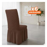 Pack6 Forro Elastica para Silla con Relieve Cuadrado Color Marron Y+Regalo Sticker