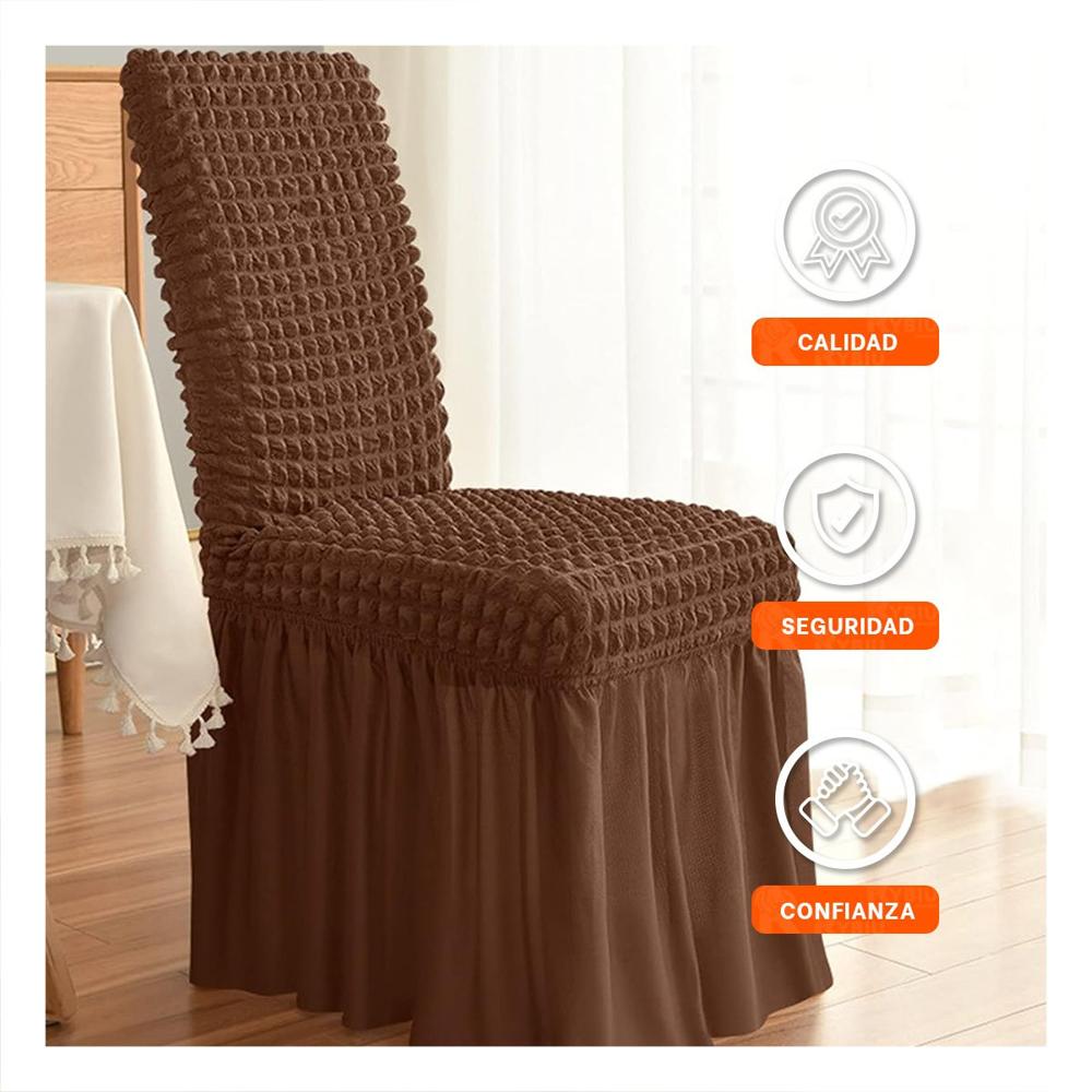 Cubierta para Silla Elastica Color Marron con Patron de Burbujas Cuadradas Y+Papel Regalo Cubierta para Silla Elastica Color Marron con Patron de Burbujas Cuadradas Y+Papel Regalo