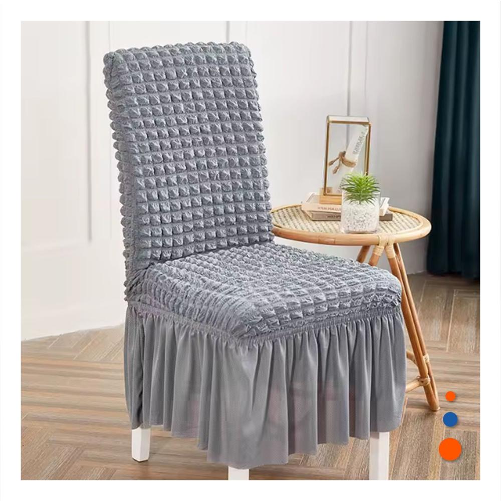 Cubierta Elastica Color Plomo para Silla con Relieve Geometrico Cuadrado Y+Regalo Sticker Cubierta Elastica Color Plomo para Silla con Relieve Geometrico Cuadrado Y+Regalo Sticker