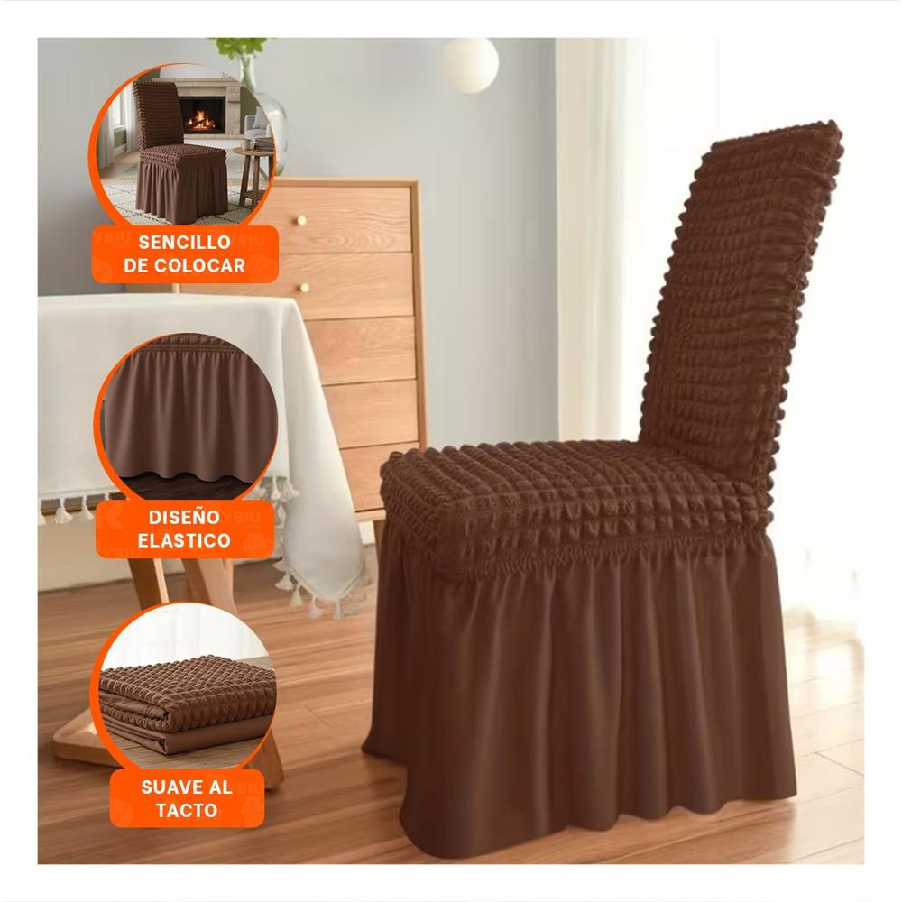 Cubierta Elastica con Relieve Cuadrado para Silla en Color Marron Y+Post It Cubierta Elastica con Relieve Cuadrado para Silla en Color Marron Y+Post It