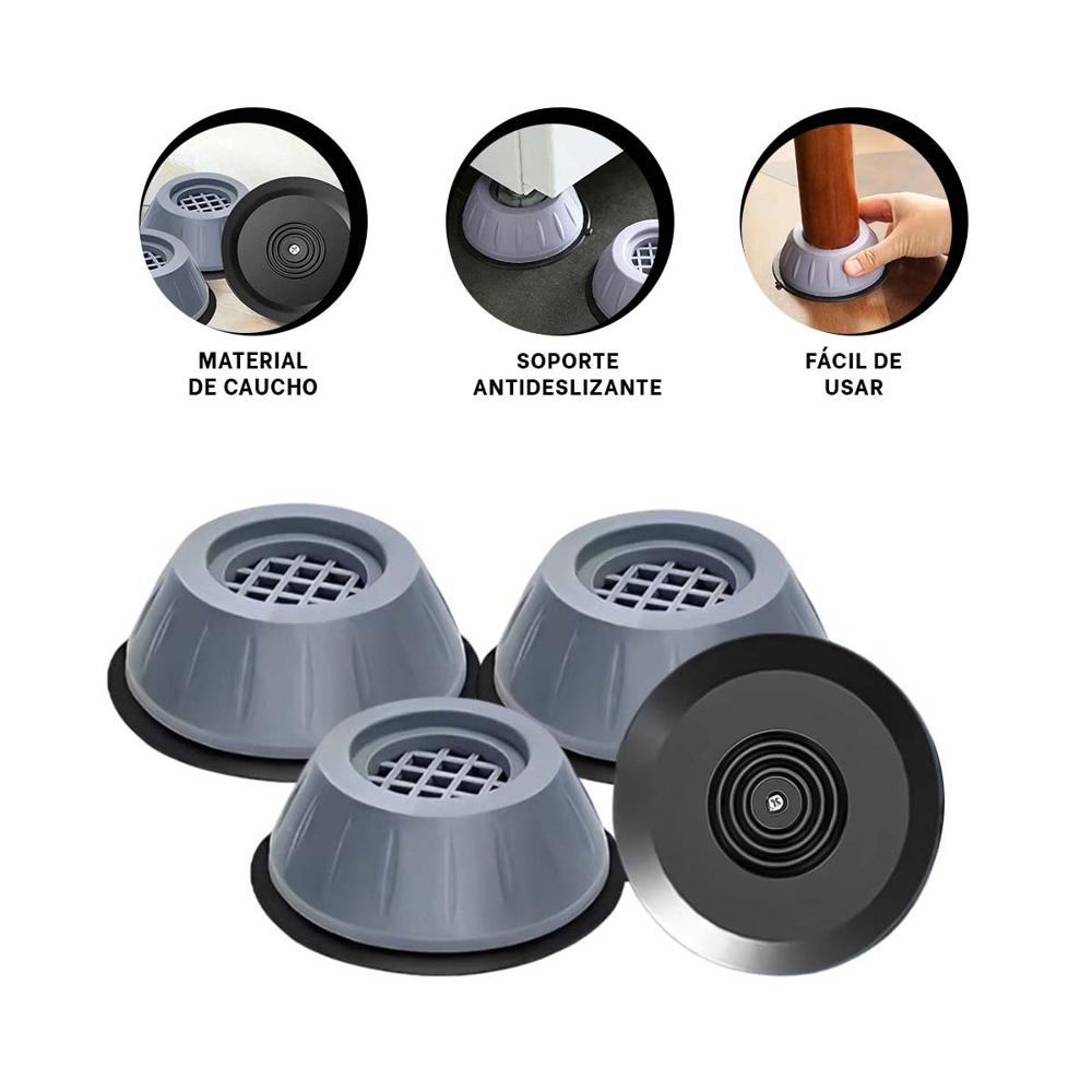 Apoyo de Base Antivibratorio y Antideslizante en Set de Cuatro Unidades Y+Ligas Regalo