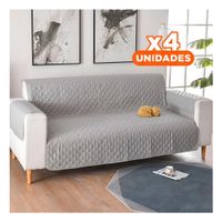 Pack4 Protector de Cobertura para Sofa en Plomo con Dimensiones 130x195cm Y Papel Regalo