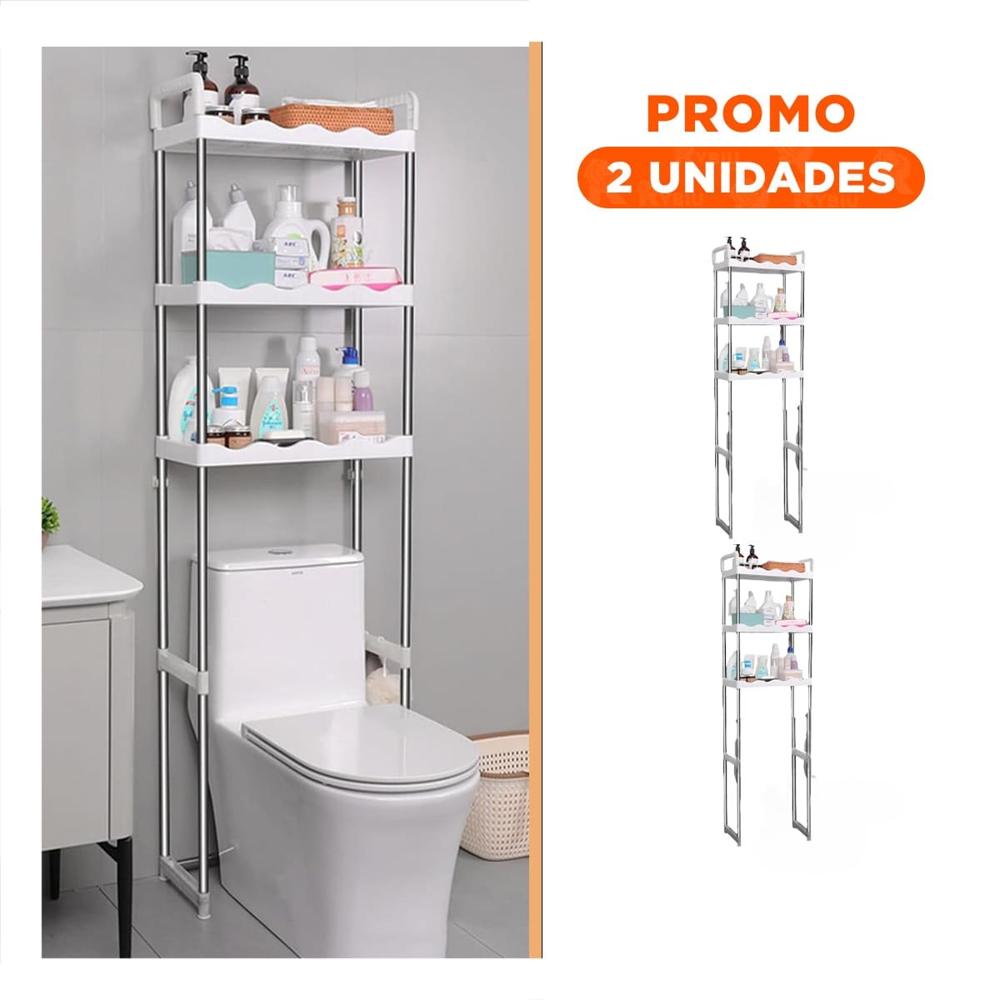 Pack2 Estanteria plastica para aseo con 3 niveles y estilo ondas para hogar Pack2 Estanteria plastica para aseo con 3 niveles y estilo ondas para hogar