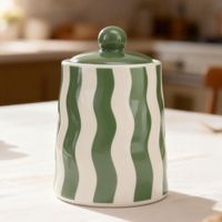 Canister Líneas Ondulantes Verde Oliva 16.5cm