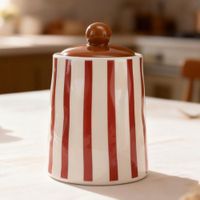 Canister Rayas Rectas Naranja 16.5cm