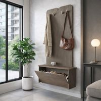 Recibidor Zapatero Perchero Zelma Color Marrón Tu Mesita Canto Grueso