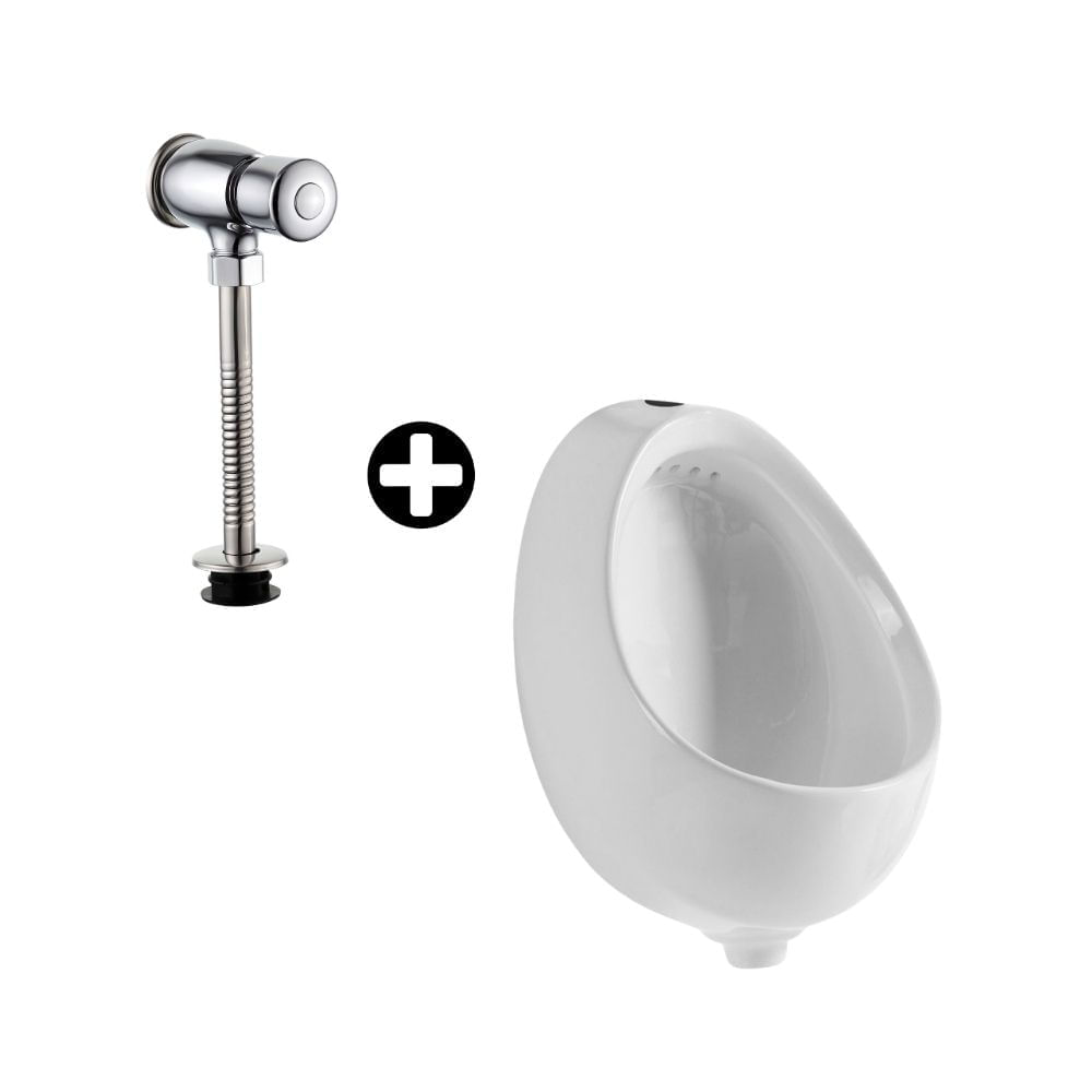 COMBO Orange: Urinario Ultra Blanco 36x33.5x48cm + Llave de Urinario con Botón Cromado