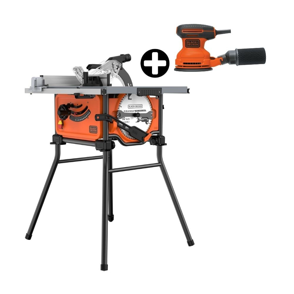 Sierra de mesa eléctrica 1800W + Lijadora Roto Orbital Black & Decker