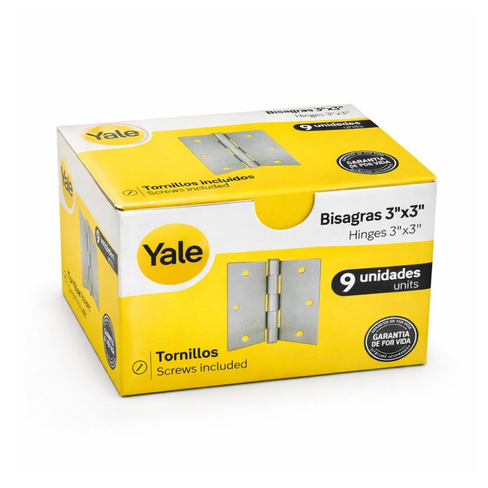 Bisagra 3x3x2mm Satinado 9 unidades Yale