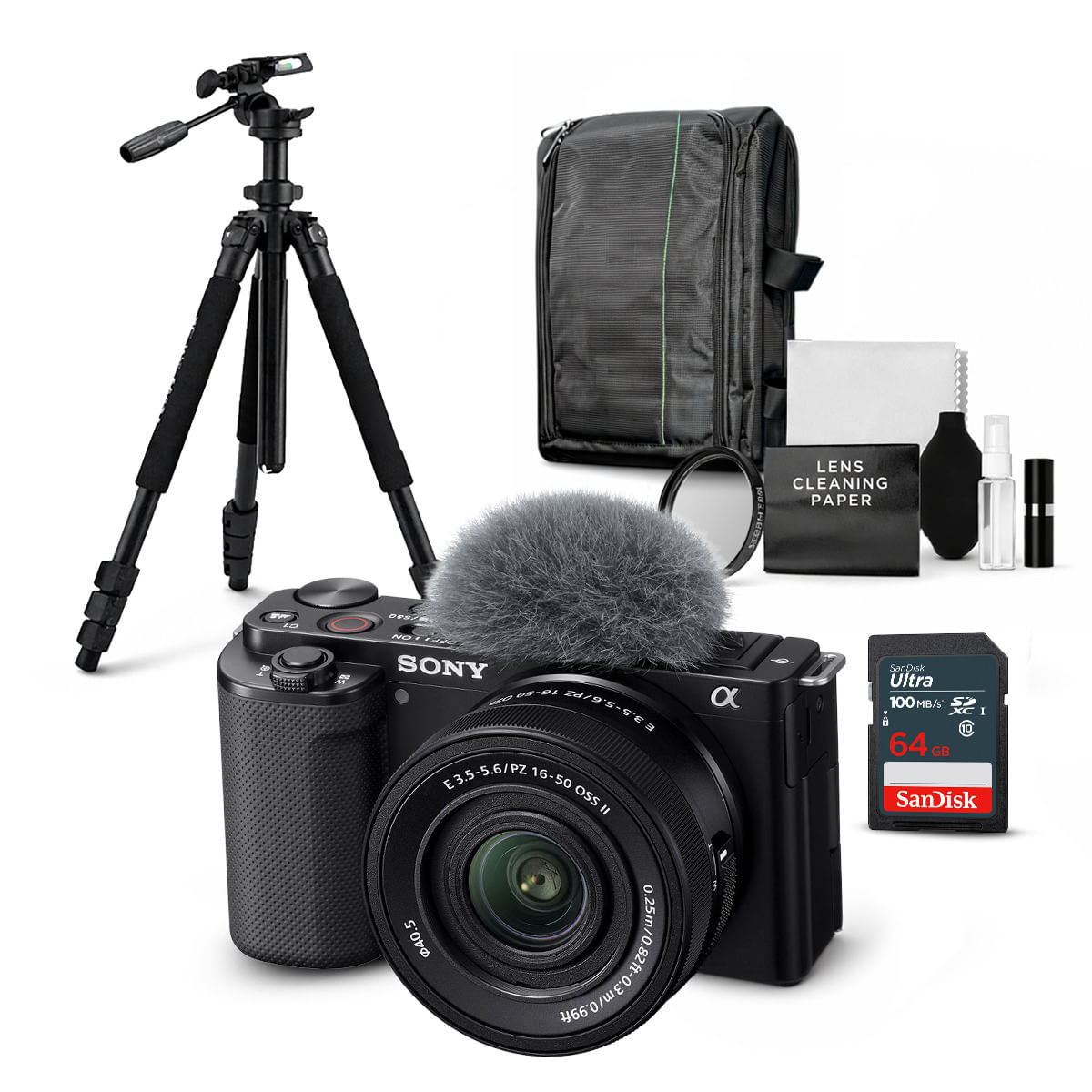 Cámara Sony ZV-E10 Mirrorless y Lente 16-50mm f35-56 II y Kit Ultimate de Accesorios