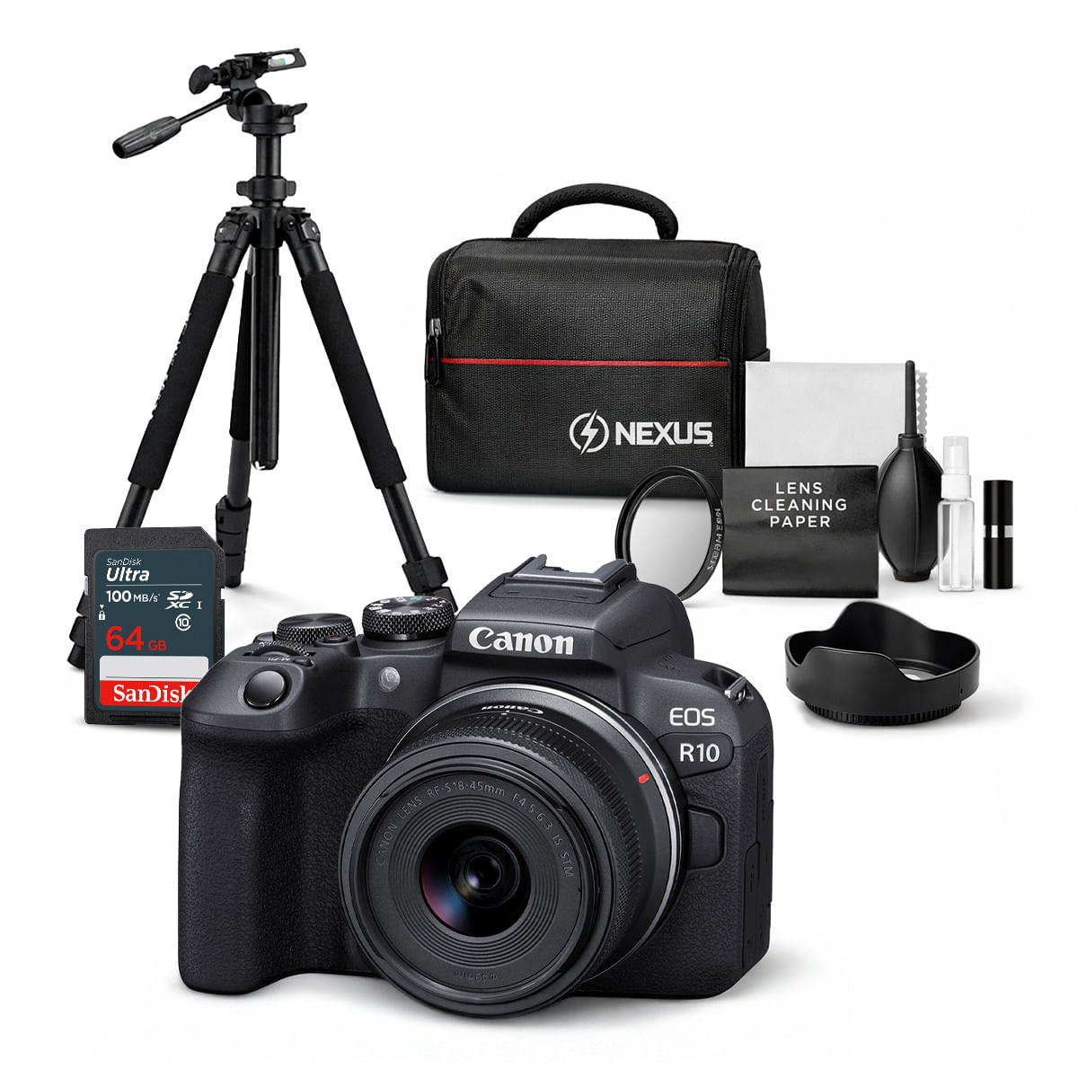 Cámara Canon EOS R10 y Lente RF-S 18-45mm y Kit Ultimate N