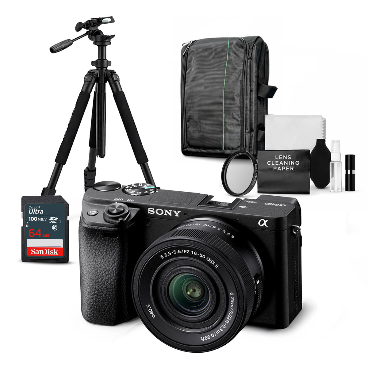 Cámara Sony Alpha a6400 Mirrorless y Lente 16-50mm II y Kit Ultimate