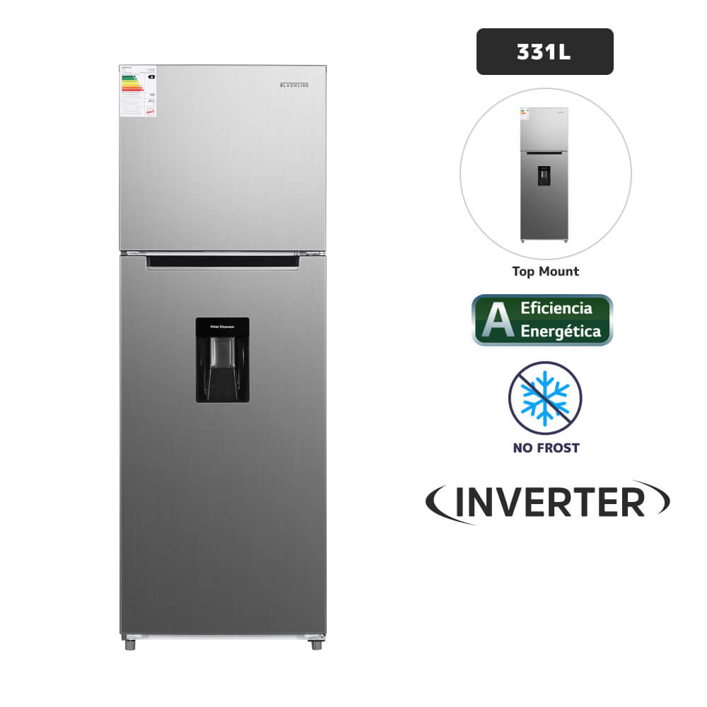 Refrigeradora BLACKLINE 331L No Frost TM 340L-INV Inox
