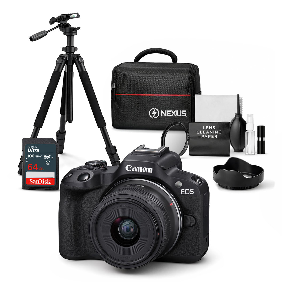 Cámara Mirrorless EOS R50 Lente RF S 18 45mm y Kit Ultimate N