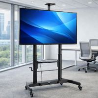 RACK SOPORTE PEDESTAL DE PISO PARA TV Y PANTALLAS INTERACTIVAS DE 55 A 120 PULGADAS