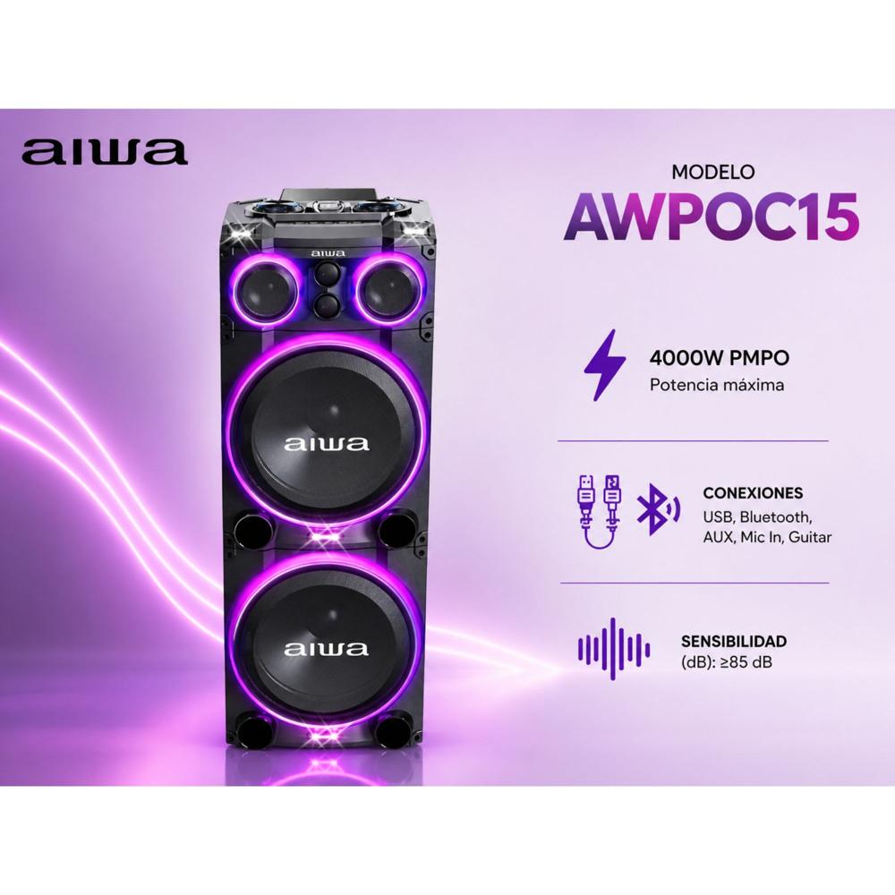 TORRE DE SONIDO CON LUCES AIWA AWPOC15