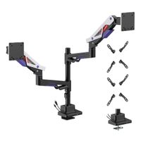 SOPORTE DE ESCRITORIO GAMING PARA 2 MONITORES 24 A 57 PULGADAS CON RESORTE DE GAS