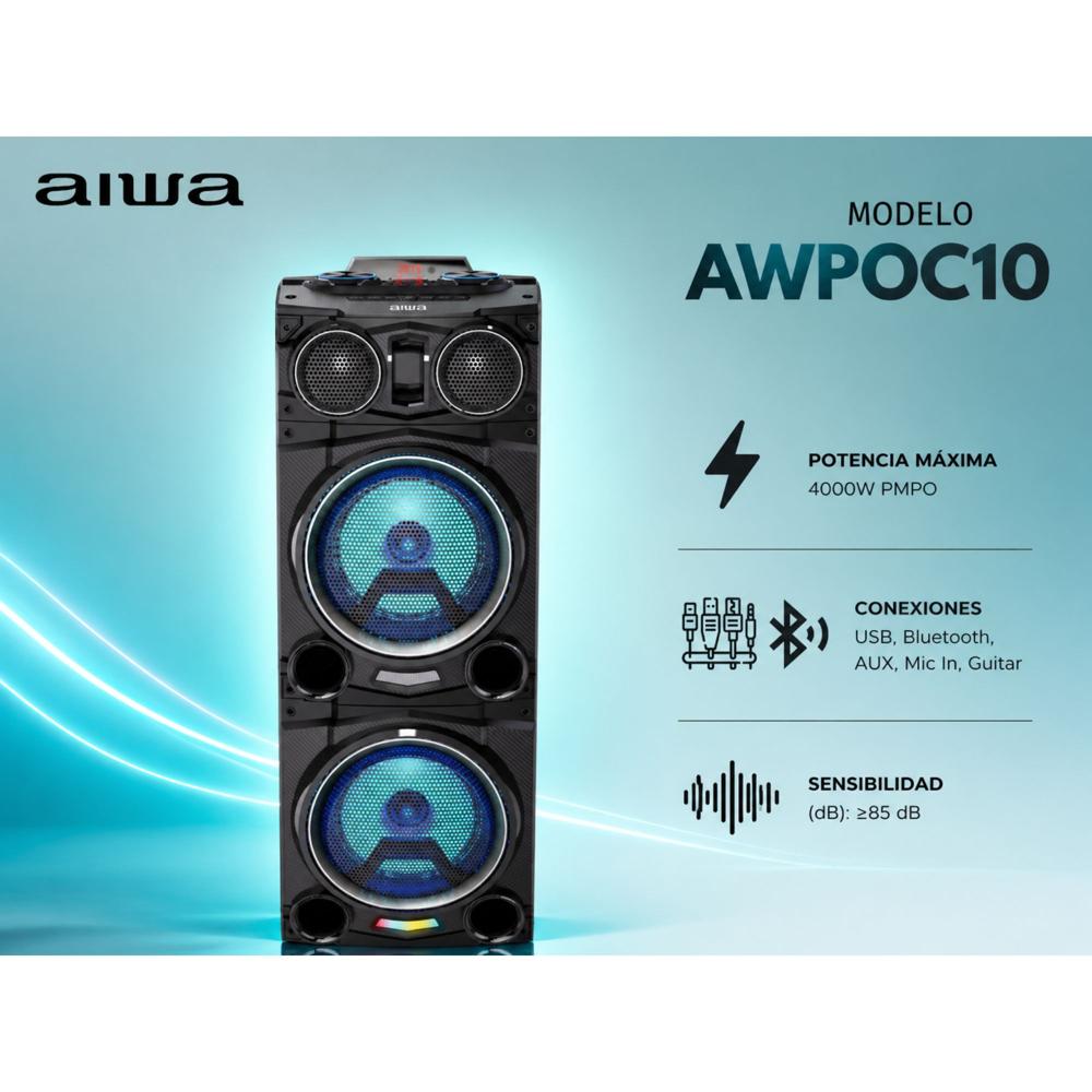 Torre de Sonido Aiwa AWPOC10 CON LUCES RGB Y 2500 W