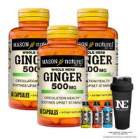 COMBO VITAMINAS MASON NATURAL - 3 GINGER (KION) 500 MG (60 CAP) + SHAKER
