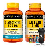 COMBO VITAMINAS MASON NATURAL - L-ARGININA 500 MG (60 CAP) + LUTEÍNA 6 MG (60 SOFTG) + SHAKER