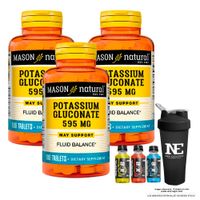 COMBO VITAMINAS MASON NATURAL - 3 GLUCONATO DE POTASIO 595 MG (100 TAB) + SHAKER