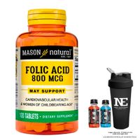 VITAMINAS MASON NATURAL - ÁCIDO FÓLICO 800 MCG (100 TAB) + SHAKER