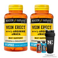 COMBO VITAMINAS MASON NATURAL - 2 VEIN ERECT MACA + L-ARGININA (80 CAP) + SHAKER