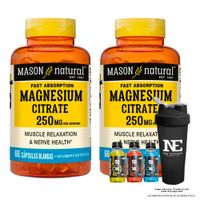 COMBO VITAMINAS MASON NATURAL - 2 CITRATO DE MAGNESIO (60 SOFTG) + SHAKER