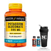 VITAMINAS MASON NATURAL - GLUCONATO DE POTASIO 595 MG (100 TAB) + SHAKER