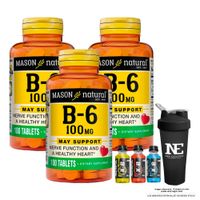 COMBO VITAMINAS MASON NATURAL - 3 VITAMINA B-6 100 MG (100 TAB) + SHAKER