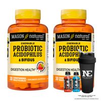 COMBO VITAMINAS MASON NATURAL - 2 PROBIÓTICO ACIDOPHILUS & BIFIDUS (30 COMP MAST) + SHAKER