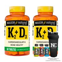 COMBO VITAMINAS MASON NATURAL - 2 VITAMINA K2 + D3 (60 TAB) + SHAKER