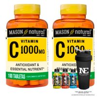 COMBO VITAMINAS MASON NATURAL - 2 VITAMINA C-1000 MG (100 TAB) + SHAKER