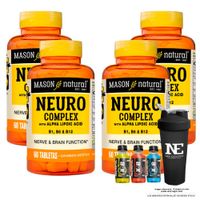 COMBO VITAMINAS MASON NATURAL - 4 NEURO COMPLEX CON ÁCIDO ALFA LIPOICO (60 TAB) + SHAKER