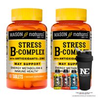 COMBO VITAMINAS MASON NATURAL - 2 STRESS FORMULA B-COMPLEX CON ANTIOXIDANTES+ZINC (60 TAB) + SHAKER