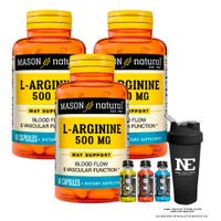 COMBO VITAMINAS MASON NATURAL - 3 L-ARGININA 500 MG (60 CAP) + SHAKER