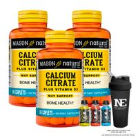 COMBO VITAMINAS MASON NATURAL - 3 CITRATO DE CALCIO CON VITAMINA D3 (60 TAB) + SHAKER