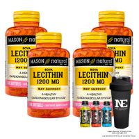 COMBO VITAMINAS MASON NATURAL - 4 LECITINA DE SOYA 1200 MG (100 SOFTG) + SHAKER