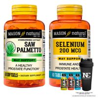 COMBO VITAMINAS MASON NATURAL - SAW PALMETTO EXTRACTO ESTANDARIZADO 160 MG + SELENIO 200MCG + SHAKER